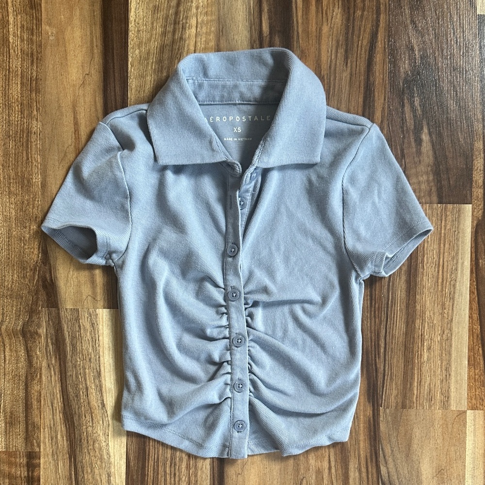 Aeropostale Blue Button-Down Shirt Size XS